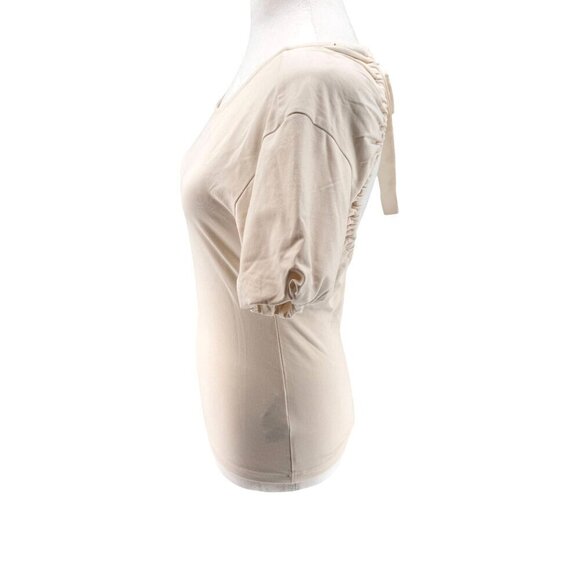 NWT J. Crew Open-back puff-sleeve top in stretch cotton blend Ivory Sz XS - Picture 2 of 8